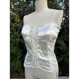 New with tags Fashion Magazine Ivory Corset Tank Lace Beaded